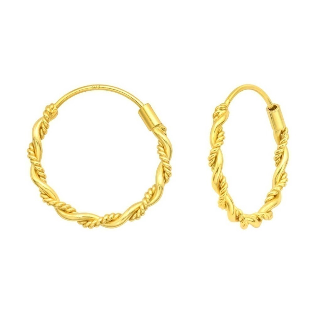 14k Gold Twist Tiny Hoop Earrings 16mm​